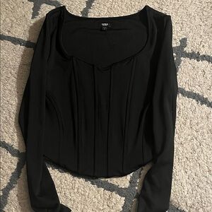 Express Elegant Black Long Sleeve Crop Top